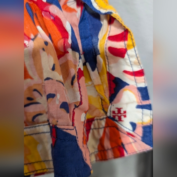 Tory Burch Sequin Floral Print Stephanie Top Blouse Size 6 - Picture 8 of 9